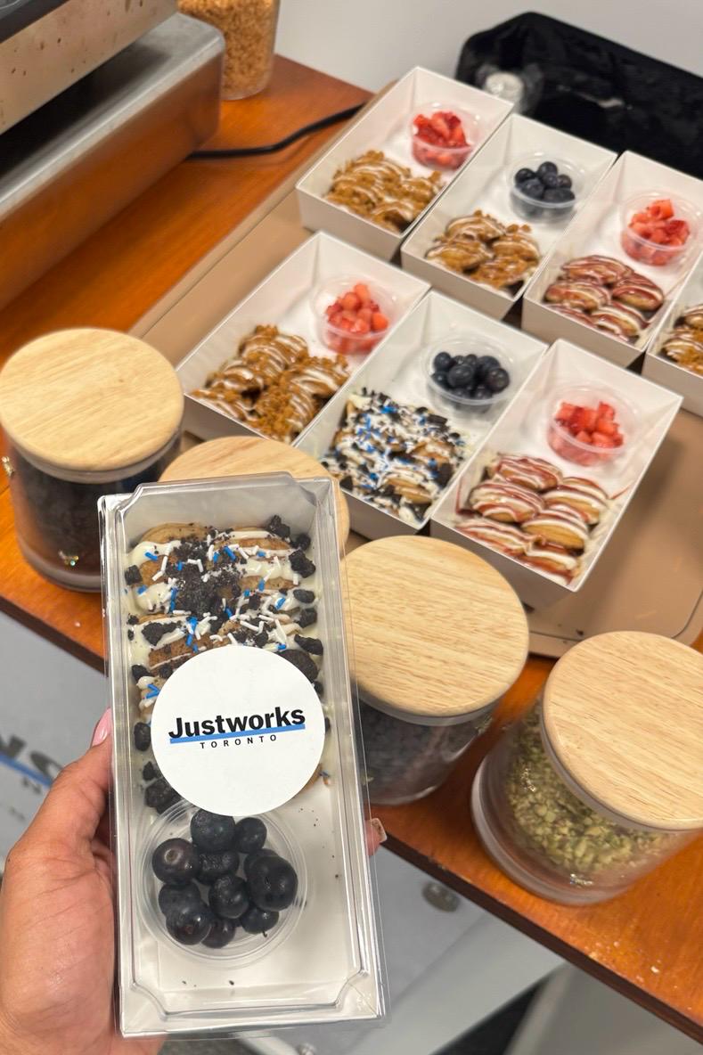 Justworks-branded mini pancake boxes