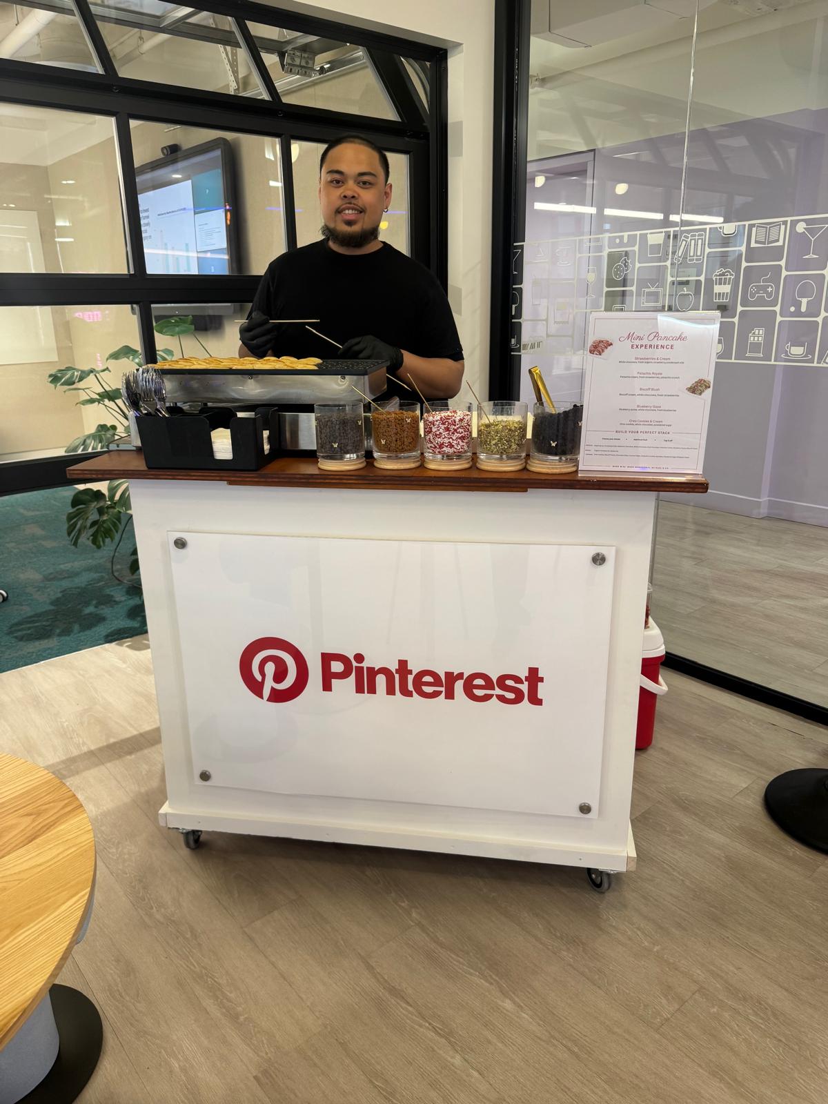 Ruel & Co. team member at Pinterest mini pancake cart